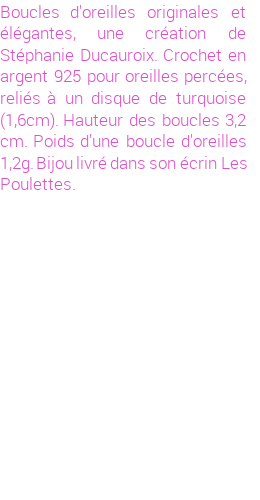 Drôle de créations de Bijoux Fantaisie, c'est un design inattendu que nous réservait Stephanie Ducauroix. Créé avec passion, ces Bijoux Fantaisie en Argent sauront combler chaque Femme amateur de bijoux et accessoires originaux. Il en reste 1 exemplaire, commandez rapidement. Le bijou vous sera expédié directement du site www.lespoulettes-bijoux.fr, dans son écrin bleu turquoise original.