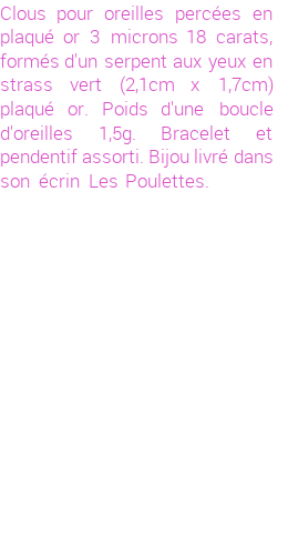 Drôle de créations de Bijoux Fantaisie, c'est un design inattendu que nous réservait Stephanie Ducauroix. Créé avec passion, ces Bijoux Fantaisie en Plaqué Or sauront combler chaque Femme amateur de bijoux et accessoires originaux. Il en reste 3 exemplaires, commandez rapidement. Le bijou vous sera expédié directement du site www.lespoulettes-bijoux.fr.
