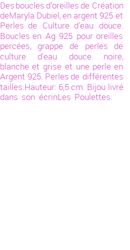 Drôle de créations de Bijoux Fantaisie, c'est un design inattendu que nous réservait Maryla Dubiel. Créé avec passion, ces Bijoux Fantaisie en Perles de Culture sauront combler chaque Femme amateur de bijoux et accessoires originaux. Il en reste 2 exemplaires, commandez rapidement. Le bijou vous sera expédié directement du site www.lespoulettes-bijoux.fr, dans son écrin bleu turquoise original.