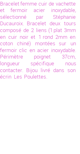 Drôle de créations de Bijoux Fantaisie, c'est un design inattendu que nous réservait Stephanie Ducauroix. Créé avec passion, ces Bijoux Fantaisie en Cuir sauront combler chaque Femme amateur de bijoux et accessoires originaux. Il en reste 1 exemplaire, commandez rapidement. Le bijou vous sera expédié directement du site www.lespoulettes-bijoux.fr, dans son écrin bleu turquoise original.