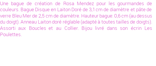 Drôle de créations de Bijoux Fantaisie, c'est un design inattendu que nous réservait Rosa Mendez. Créé avec passion, ces Bijoux Fantaisie en Verre sauront combler chaque Femme amateur de bijoux et accessoires originaux. Il en reste 1 exemplaire, commandez rapidement. Le bijou vous sera expédié directement du site www.lespoulettes-bijoux.fr, dans son écrin bleu turquoise original.