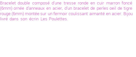 Drôle de créations de Bijoux Fantaisie, c'est un design inattendu que nous réservait Stephanie Ducauroix. Créé avec passion, ces Bijoux Fantaisie en Cuir sauront combler chaque Femme amateur de bijoux et accessoires originaux. De couleur Marron, il possède les dimensions suivantes. Longueur de 195mm. Largeur de 16mm. Diamètre de 6mm. Il en reste 2 exemplaires, commandez rapidement. Le bijou vous sera expédié directement du site www.lespoulettes-bijoux.fr.
