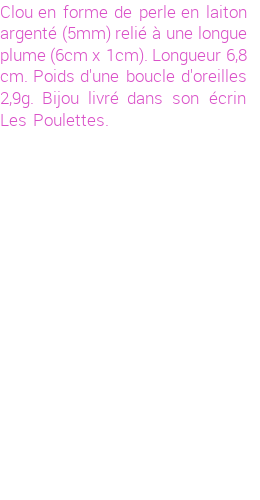 Drôle de créations de Bijoux Fantaisie, c'est un design inattendu que nous réservait Stephanie Ducauroix. Créé avec passion, ces Bijoux Fantaisie en  sauront combler chaque Femme amateur de bijoux et accessoires originaux. De couleur Argent, il possède les dimensions suivantes. Longueur de 68mm. Largeur de 10mm. Diamètre de 5mm. Il en reste 3 exemplaires, commandez rapidement. Le bijou vous sera expédié directement du site www.lespoulettes-bijoux.fr.