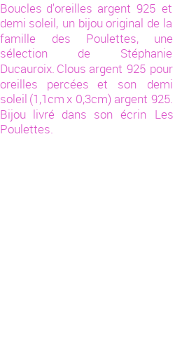 Drôle de créations de Bijoux Fantaisie, c'est un design inattendu que nous réservait Stephanie Ducauroix. Créé avec passion, ces Bijoux Fantaisie en Argent sauront combler chaque Femme amateur de bijoux et accessoires originaux. Il en reste 5 exemplaires, commandez rapidement. Le bijou vous sera expédié directement du site www.lespoulettes-bijoux.fr, dans son écrin bleu turquoise original.