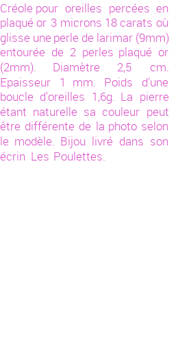 Drôle de créations de Bijoux Fantaisie, c'est un design inattendu que nous réservait Stephanie Ducauroix. Créé avec passion, ces Bijoux Fantaisie en Larimar sauront combler chaque Femme amateur de bijoux et accessoires originaux. Il en reste 1 exemplaire, commandez rapidement. Le bijou vous sera expédié directement du site www.lespoulettes-bijoux.fr.