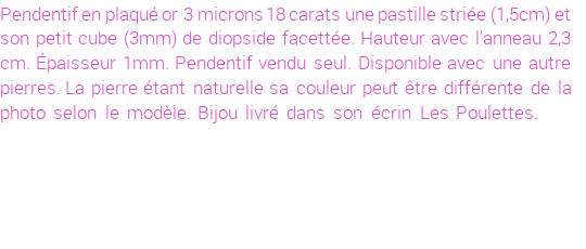 Drôle de créations de Bijoux Fantaisie, c'est un design inattendu que nous réservait Stephanie Ducauroix. Créé avec passion, ces Bijoux Fantaisie en Plaqué Or sauront combler chaque Femme amateur de bijoux et accessoires originaux. De couleur Or, il possède les dimensions suivantes. Longueur de 23mm. Largeur de 3mm. Diamètre de 15mm. Il en reste 1 exemplaire, commandez rapidement. Le bijou vous sera expédié directement du site www.lespoulettes-bijoux.fr.