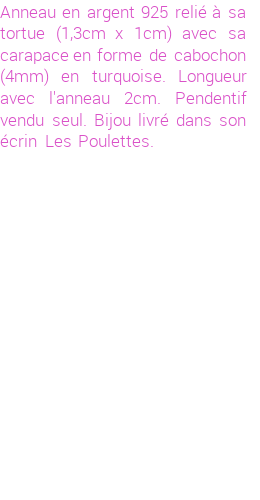 Drôle de créations de Bijoux Fantaisie, c'est un design inattendu que nous réservait Stephanie Ducauroix. Créé avec passion, ces Bijoux Fantaisie en Argent sauront combler chaque Femme amateur de bijoux et accessoires originaux. De couleur Turquoise, il possède les dimensions suivantes. Longueur de 20mm. Largeur de 10mm. Diamètre de 4mm. Il en reste 1 exemplaire, commandez rapidement. Le bijou vous sera expédié directement du site www.lespoulettes-bijoux.fr.