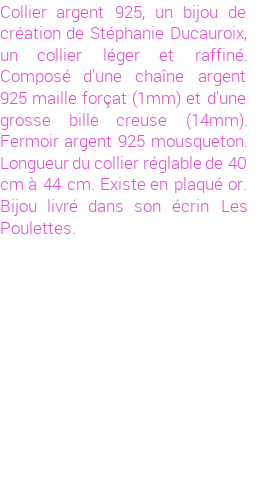 Drôle de créations de Bijoux Fantaisie, c'est un design inattendu que nous réservait Stephanie Ducauroix. Créé avec passion, ces Bijoux Fantaisie en Argent sauront combler chaque Femme amateur de bijoux et accessoires originaux. Il en reste 4 exemplaires, commandez rapidement. Le bijou vous sera expédié directement du site www.lespoulettes-bijoux.fr, dans son écrin bleu turquoise original.
