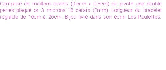 Drôle de créations de Bijoux Fantaisie, c'est un design inattendu que nous réservait Stephanie Ducauroix. Créé avec passion, ces Bijoux Fantaisie en Plaqué Or sauront combler chaque Femme amateur de bijoux et accessoires originaux. De couleur Or, il possède les dimensions suivantes. Longueur de 200mm. Largeur de 6mm. Diamètre de 2mm. Il en reste 7 exemplaires, commandez rapidement. Le bijou vous sera expédié directement du site www.lespoulettes-bijoux.fr, dans son écrin bleu turquoise original.
