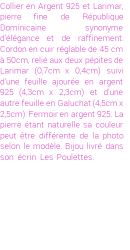 Drôle de créations de Bijoux Fantaisie, c'est un design inattendu que nous réservait Stephanie Ducauroix. Créé avec passion, ces Bijoux Fantaisie en Larimar sauront combler chaque Femme amateur de bijoux et accessoires originaux. Il en reste 2 exemplaires, commandez rapidement. Le bijou vous sera expédié directement du site www.lespoulettes-bijoux.fr, dans son écrin bleu turquoise original.