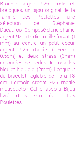 Drôle de créations de Bijoux Fantaisie, c'est un design inattendu que nous réservait Stephanie Ducauroix. Créé avec passion, ces Bijoux Fantaisie en Argent sauront combler chaque Femme amateur de bijoux et accessoires originaux. Il en reste 2 exemplaires, commandez rapidement. Le bijou vous sera expédié directement du site www.lespoulettes-bijoux.fr, dans son écrin bleu turquoise original.