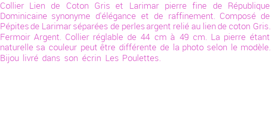 Drôle de créations de Bijoux Fantaisie, c'est un design inattendu que nous réservait Stephanie Ducauroix. Créé avec passion, ces Bijoux Fantaisie en Larimar sauront combler chaque Femme amateur de bijoux et accessoires originaux. Il en reste 1 exemplaire, commandez rapidement. Le bijou vous sera expédié directement du site www.lespoulettes-bijoux.fr, dans son écrin bleu turquoise original.