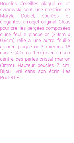 Drôle de créations de Bijoux Fantaisie, c'est un design inattendu que nous réservait Maryla Dubiel. Créé avec passion, ces Bijoux Fantaisie en Plaqué Or sauront combler chaque Femme amateur de bijoux et accessoires originaux. De couleur Or, il possède les dimensions suivantes. Longueur de 70mm. Largeur de 10mm. Diamètre de 3mm. Il en reste 1 exemplaire, commandez rapidement. Le bijou vous sera expédié directement du site www.lespoulettes-bijoux.fr, dans son écrin bleu turquoise original.