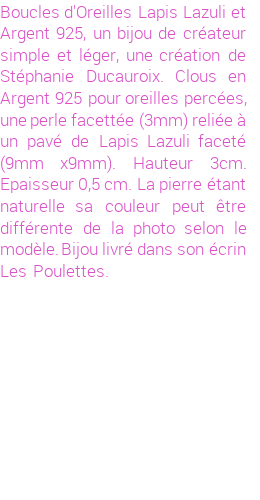 Drôle de créations de Bijoux Fantaisie, c'est un design inattendu que nous réservait Stephanie Ducauroix. Créé avec passion, ces Bijoux Fantaisie en Argent sauront combler chaque Femme amateur de bijoux et accessoires originaux. De couleur Bleu, il possède les dimensions suivantes. Longueur de 30mm. Largeur de 9mm. Diamètre de 3mm. Il en reste 1 exemplaire, commandez rapidement. Le bijou vous sera expédié directement du site www.lespoulettes-bijoux.fr, dans son écrin bleu turquoise original.