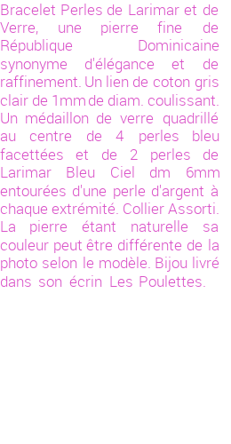 Drôle de créations de Bijoux Fantaisie, c'est un design inattendu que nous réservait Stephanie Ducauroix. Créé avec passion, ces Bijoux Fantaisie en Larimar sauront combler chaque Femme amateur de bijoux et accessoires originaux. Il en reste 1 exemplaire, commandez rapidement. Le bijou vous sera expédié directement du site www.lespoulettes-bijoux.fr, dans son écrin bleu turquoise original.