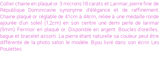 Drôle de créations de Bijoux Fantaisie, c'est un design inattendu que nous réservait Stephanie Ducauroix. Créé avec passion, ces Bijoux Fantaisie en Larimar sauront combler chaque Femme amateur de bijoux et accessoires originaux. Il en reste 2 exemplaires, commandez rapidement. Le bijou vous sera expédié directement du site www.lespoulettes-bijoux.fr.