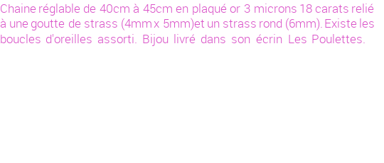 Drôle de créations de Bijoux Fantaisie, c'est un design inattendu que nous réservait Stephanie Ducauroix. Créé avec passion, ces Bijoux Fantaisie en Plaqué Or sauront combler chaque Femme amateur de bijoux et accessoires originaux. Il en reste 2 exemplaires, commandez rapidement. Le bijou vous sera expédié directement du site www.lespoulettes-bijoux.fr.
