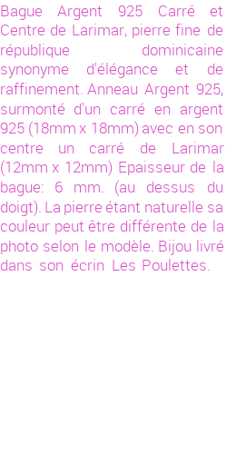 Drôle de créations de Bijoux Fantaisie, c'est un design inattendu que nous réservait Stephanie Ducauroix. Créé avec passion, ces Bijoux Fantaisie en Larimar sauront combler chaque Femme amateur de bijoux et accessoires originaux. Il en reste 3 exemplaires, commandez rapidement. Le bijou vous sera expédié directement du site www.lespoulettes-bijoux.fr, dans son écrin bleu turquoise original.