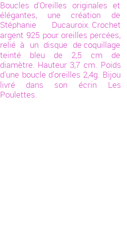 Drôle de créations de Bijoux Fantaisie, c'est un design inattendu que nous réservait Stephanie Ducauroix. Créé avec passion, ces Bijoux Fantaisie en Argent sauront combler chaque Femme amateur de bijoux et accessoires originaux. Il en reste 4 exemplaires, commandez rapidement. Le bijou vous sera expédié directement du site www.lespoulettes-bijoux.fr, dans son écrin bleu turquoise original.