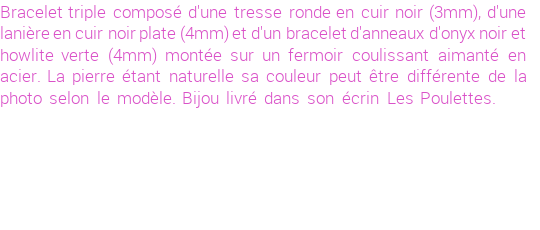 Drôle de créations de Bijoux Fantaisie, c'est un design inattendu que nous réservait Stephanie Ducauroix. Créé avec passion, ces Bijoux Fantaisie en Cuir sauront combler chaque Femme amateur de bijoux et accessoires originaux. De couleur Noir, il possède les dimensions suivantes. Longueur de 200mm. Largeur de 11mm. Diamètre de 3mm. Il en reste 1 exemplaire, commandez rapidement. Le bijou vous sera expédié directement du site www.lespoulettes-bijoux.fr.