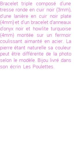 Drôle de créations de Bijoux Fantaisie, c'est un design inattendu que nous réservait Stephanie Ducauroix. Créé avec passion, ces Bijoux Fantaisie en Cuir sauront combler chaque Homme amateur de bijoux et accessoires originaux. De couleur Noir, il possède les dimensions suivantes. Longueur de 200mm. Largeur de 11mm. Diamètre de 3mm. Il en reste 1 exemplaire, commandez rapidement. Le bijou vous sera expédié directement du site www.lespoulettes-bijoux.fr.