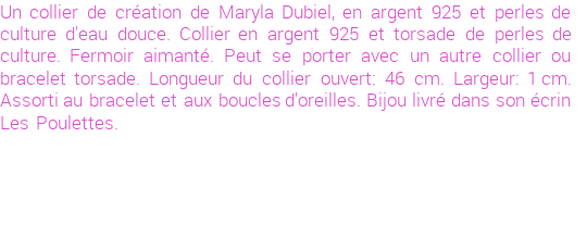Drôle de créations de Bijoux Fantaisie, c'est un design inattendu que nous réservait Maryla Dubiel. Créé avec passion, ces Bijoux Fantaisie en Perles de Culture sauront combler chaque Femme amateur de bijoux et accessoires originaux. Il en reste 3 exemplaires, commandez rapidement. Le bijou vous sera expédié directement du site www.lespoulettes-bijoux.fr, dans son écrin bleu turquoise original.