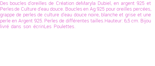 Drôle de créations de Bijoux Fantaisie, c'est un design inattendu que nous réservait Maryla Dubiel. Créé avec passion, ces Bijoux Fantaisie en Perles de Culture sauront combler chaque Femme amateur de bijoux et accessoires originaux. Il en reste 2 exemplaires, commandez rapidement. Le bijou vous sera expédié directement du site www.lespoulettes-bijoux.fr, dans son écrin bleu turquoise original.