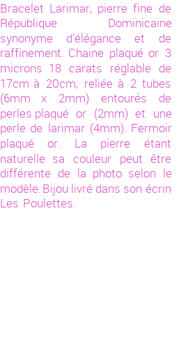 Drôle de créations de Bijoux Fantaisie, c'est un design inattendu que nous réservait Stephanie Ducauroix. Créé avec passion, ces Bijoux Fantaisie en Larimar sauront combler chaque Femme amateur de bijoux et accessoires originaux. Il en reste 3 exemplaires, commandez rapidement. Le bijou vous sera expédié directement du site www.lespoulettes-bijoux.fr.