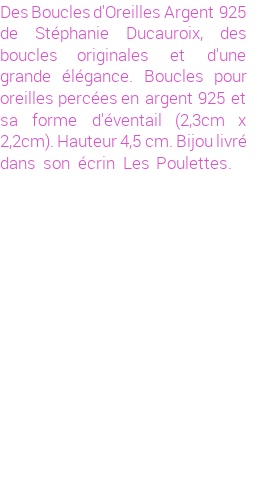 Drôle de créations de Bijoux Fantaisie, c'est un design inattendu que nous réservait Stephanie Ducauroix. Créé avec passion, ces Bijoux Fantaisie en Argent sauront combler chaque Femme amateur de bijoux et accessoires originaux. Il en reste 1 exemplaire, commandez rapidement. Le bijou vous sera expédié directement du site www.lespoulettes-bijoux.fr, dans son écrin bleu turquoise original.