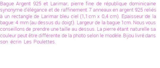 Drôle de créations de Bijoux Fantaisie, c'est un design inattendu que nous réservait Stephanie Ducauroix. Créé avec passion, ces Bijoux Fantaisie en Larimar sauront combler chaque Femme amateur de bijoux et accessoires originaux. Il en reste 1 exemplaire, commandez rapidement. Le bijou vous sera expédié directement du site www.lespoulettes-bijoux.fr, dans son écrin bleu turquoise original.