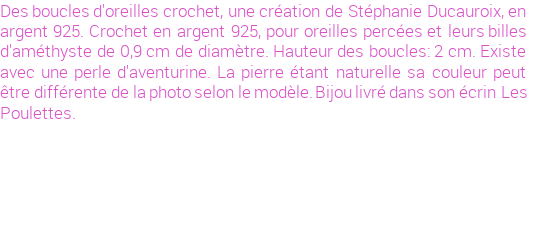 Drôle de créations de Bijoux Fantaisie, c'est un design inattendu que nous réservait Stephanie Ducauroix. Créé avec passion, ces Bijoux Fantaisie en Amethyste sauront combler chaque Femme amateur de bijoux et accessoires originaux. Il en reste 1 exemplaire, commandez rapidement. Le bijou vous sera expédié directement du site www.lespoulettes-bijoux.fr, dans son écrin bleu turquoise original.