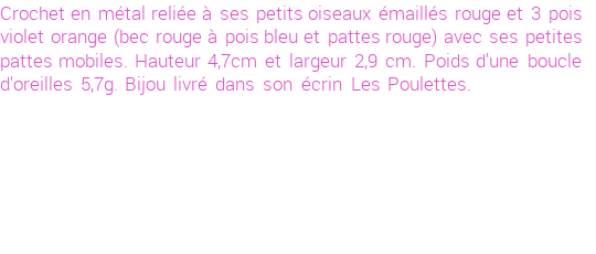 Drôle de créations de Bijoux Fantaisie, c'est un design inattendu que nous réservait Stephanie Ducauroix. Créé avec passion, ces Bijoux Fantaisie en Email sauront combler chaque Femme amateur de bijoux et accessoires originaux. Il en reste 1 exemplaire, commandez rapidement. Le bijou vous sera expédié directement du site www.lespoulettes-bijoux.fr.