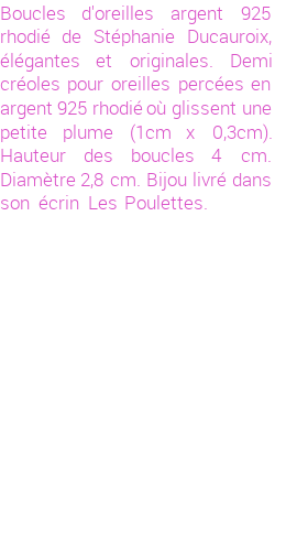 Drôle de créations de Bijoux Fantaisie, c'est un design inattendu que nous réservait Stephanie Ducauroix. Créé avec passion, ces Bijoux Fantaisie en Argent sauront combler chaque Femme amateur de bijoux et accessoires originaux. De couleur Argent, il possède les dimensions suivantes. Longueur de 40mm. Largeur de 4mm. Diamètre de 28mm. Il en reste 6 exemplaires, commandez rapidement. Le bijou vous sera expédié directement du site www.lespoulettes-bijoux.fr, dans son écrin bleu turquoise original.