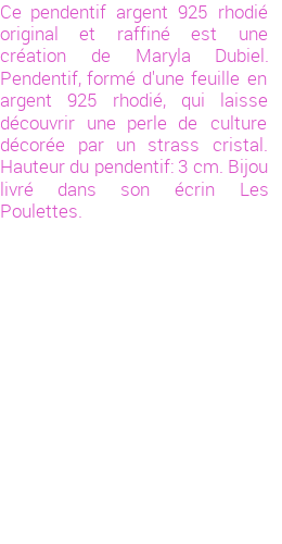 Drôle de créations de Bijoux Fantaisie, c'est un design inattendu que nous réservait Maryla Dubiel. Créé avec passion, ces Bijoux Fantaisie en Perles de Culture sauront combler chaque Femme amateur de bijoux et accessoires originaux. Il en reste 2 exemplaires, commandez rapidement. Le bijou vous sera expédié directement du site www.lespoulettes-bijoux.fr, dans son écrin bleu turquoise original.