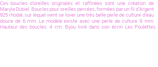 Drôle de créations de Bijoux Fantaisie, c'est un design inattendu que nous réservait Maryla Dubiel. Créé avec passion, ces Bijoux Fantaisie en Perles de Culture sauront combler chaque Femme amateur de bijoux et accessoires originaux. Il en reste 3 exemplaires, commandez rapidement. Le bijou vous sera expédié directement du site www.lespoulettes-bijoux.fr, dans son écrin bleu turquoise original.